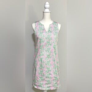 C&C California Womens 4 Pink Green Palm Tree Sleeveless Dress Preppy Vintage